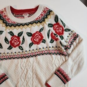 Mossimo Supply Co. Red and Green Floral Sweater